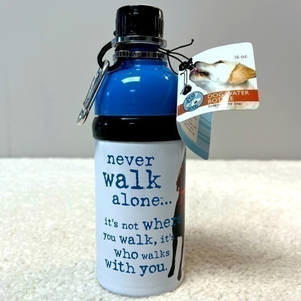 Dog Is Good "Never Walk Alone" Doggie Water Bottle with Roller Ball